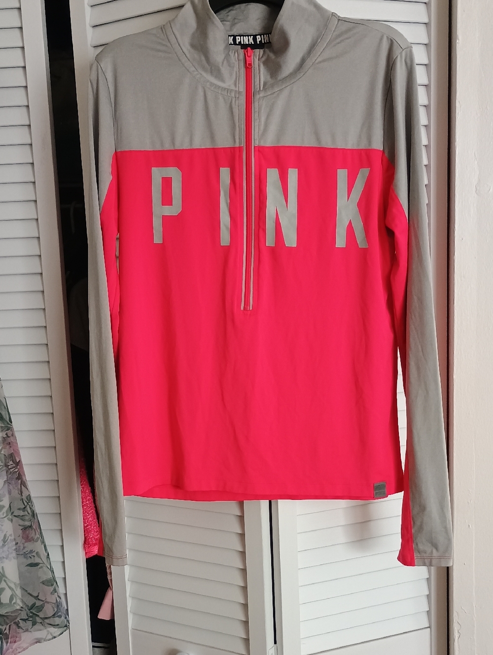 PINK Victoria's Secret Bright Pink Half-Zip Pullover